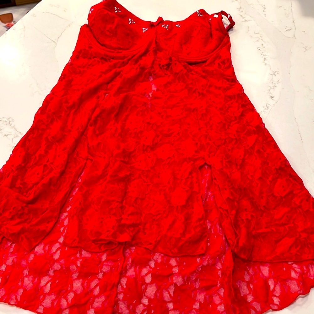 Plus size red lace nightie